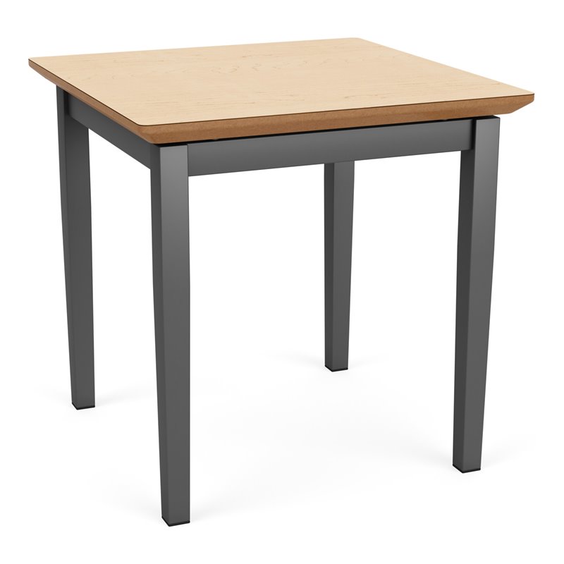 Lesro Lenox Steel Metal Modern End Table in Charcoal/Natural Maple