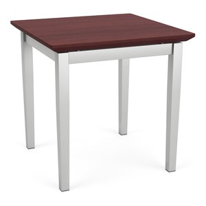 Lenox Steel Reception Waiting Room End Table / Silver Steel / Mahogany