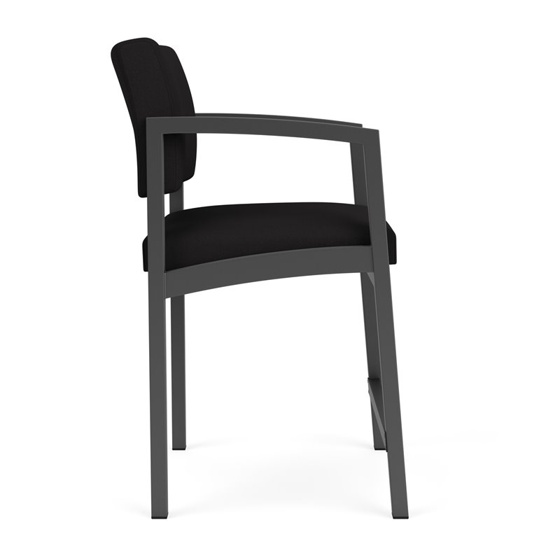 Lesro Lenox Steel Modern Fabric Hip Chair in Charcoal/Open House Black