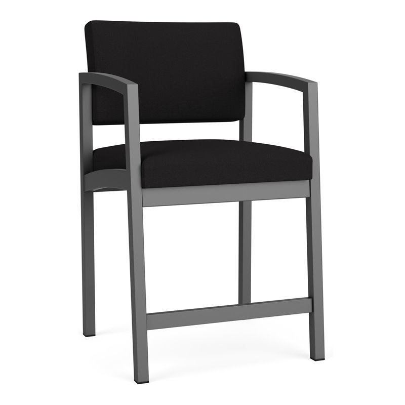 Lesro Lenox Steel Modern Fabric Hip Chair in Charcoal/Open House Black