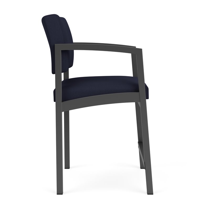 Lenox Steel Reception Waiting Room Hip Chair / Charcoal Steel / Navy Blue