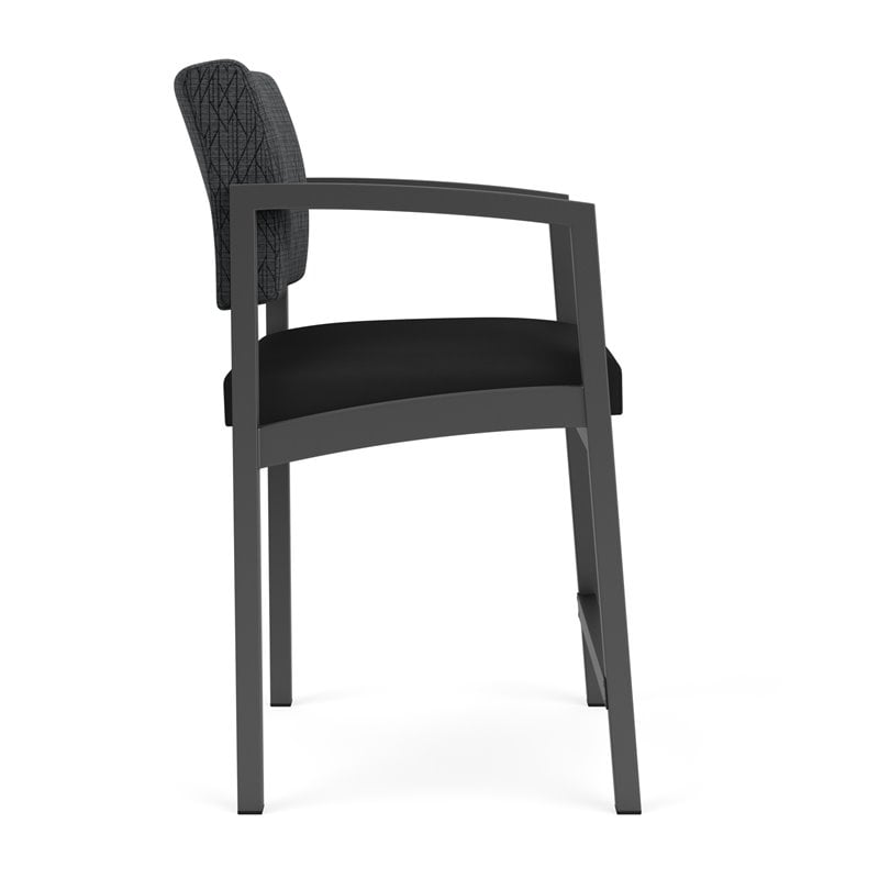 Lenox Steel Reception Waiting Hip Chair / Charcoal Steel / Dark Gray / Black