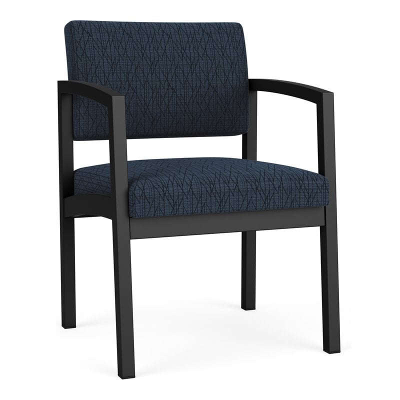 Lenox Steel Reception Waiting Room Healthcare Guest Chair / Black Steel / Blue