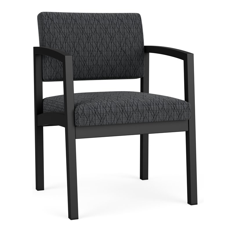 Lenox Steel Reception Waiting Room Guest Chair / Black Steel / Dark Gray