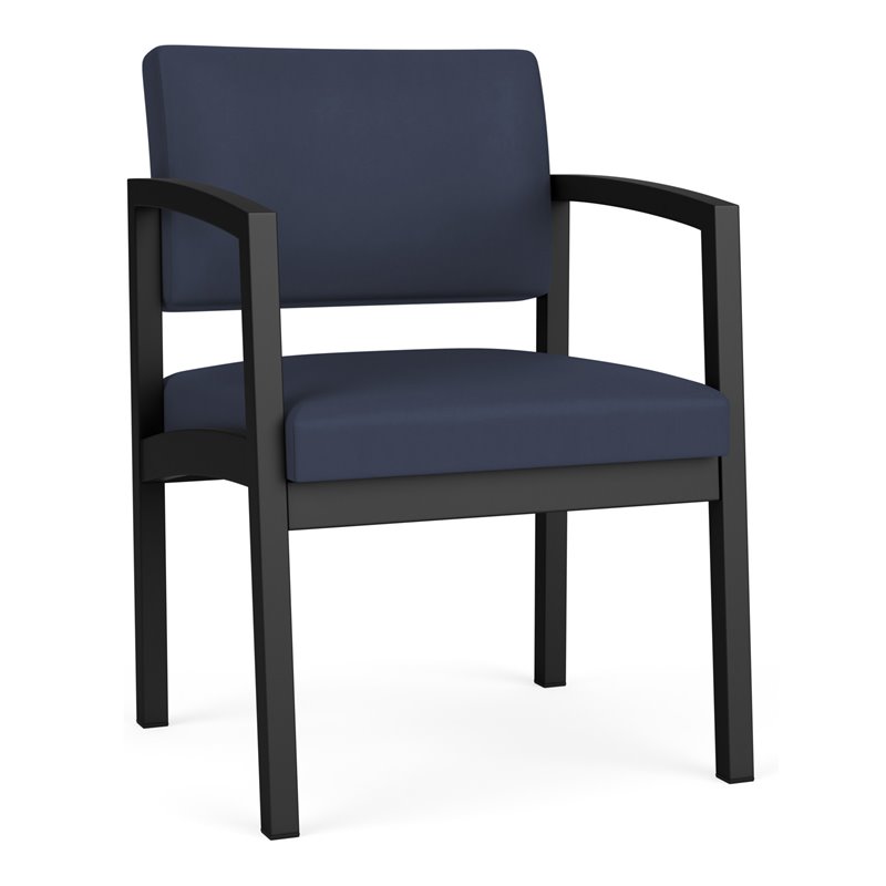 Lenox Steel Reception Waiting Room Healthcare Guest Chair / Black Steel / Blue