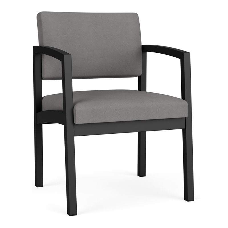 Lenox Steel Reception Waiting Room Guest Chair / Black Steel / Light Gray