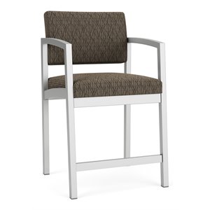 lesro lenox steel modern fabric hip chair in silver/adler peppercorn