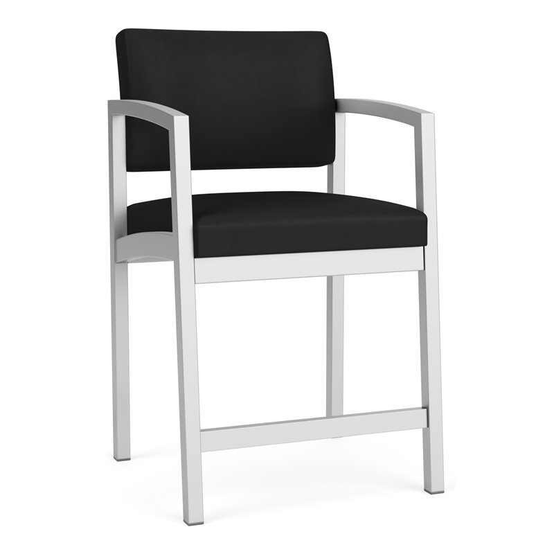 Lenox Steel Reception Waiting Room Healthcare Hip Chair / Silver Steel / Black