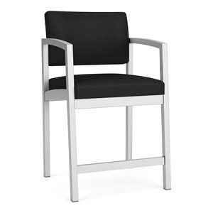 Lenox Steel Reception Waiting Room Healthcare Hip Chair / Silver Steel / Black