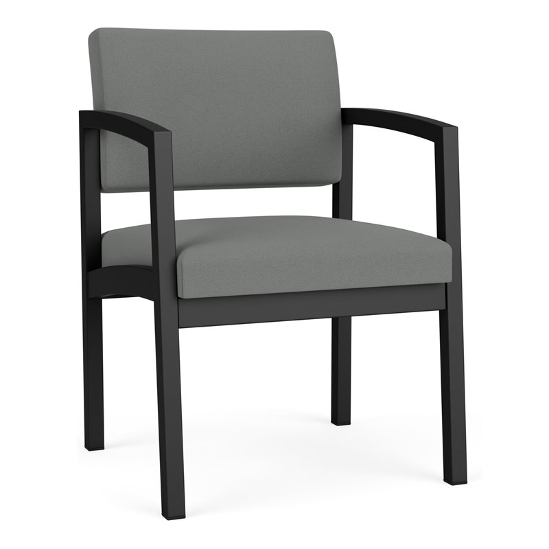 Lenox Steel Reception Waiting Room Guest Chair / Black Steel / Light Gray