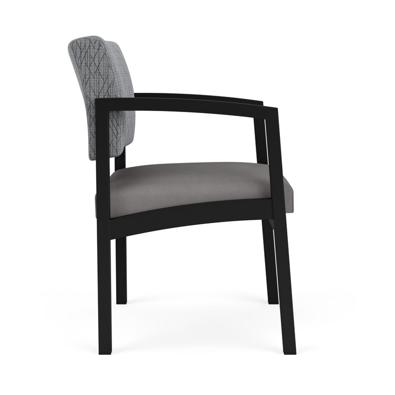 Lenox Steel Reception Waiting Room Guest Chair / Black Steel / Gray / Gray
