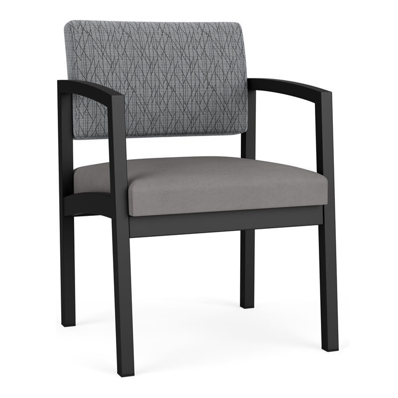 Lenox Steel Reception Waiting Room Guest Chair / Black Steel / Gray / Gray