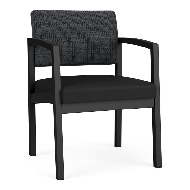 Lenox Steel Reception Waiting Guest Chair / Black Steel / Dark Gray / Black