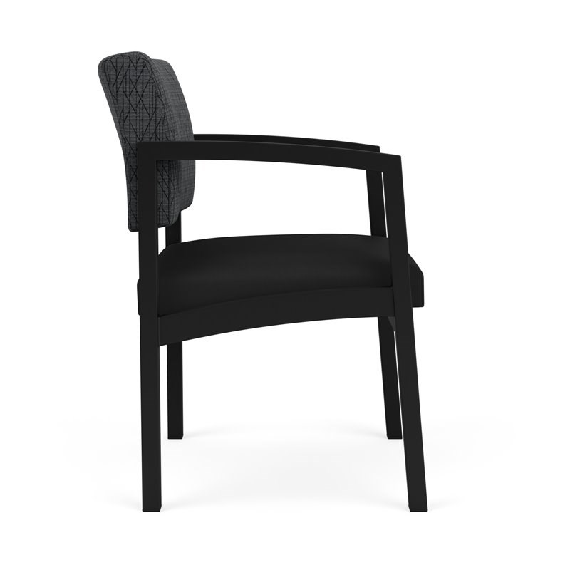 Lenox Steel Reception Waiting Guest Chair / Black Steel / Dark Gray / Black