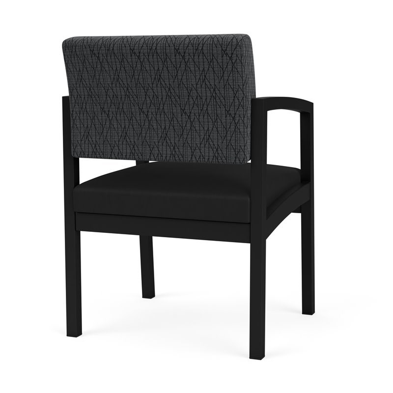 Lenox Steel Reception Waiting Guest Chair / Black Steel / Dark Gray / Black