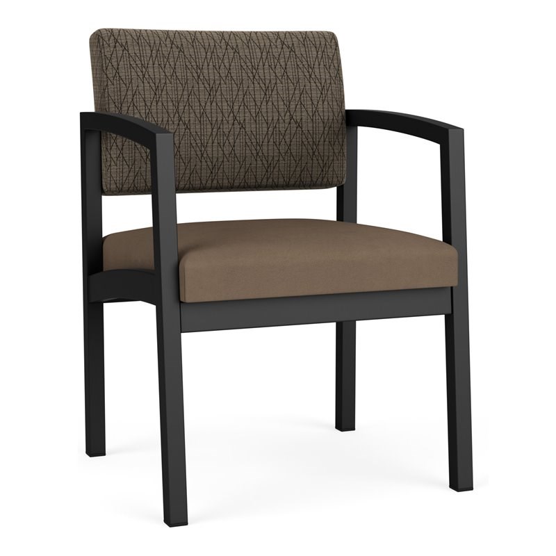 Lenox Steel Reception Waiting Guest Chair / Black Steel / Brown / Brown