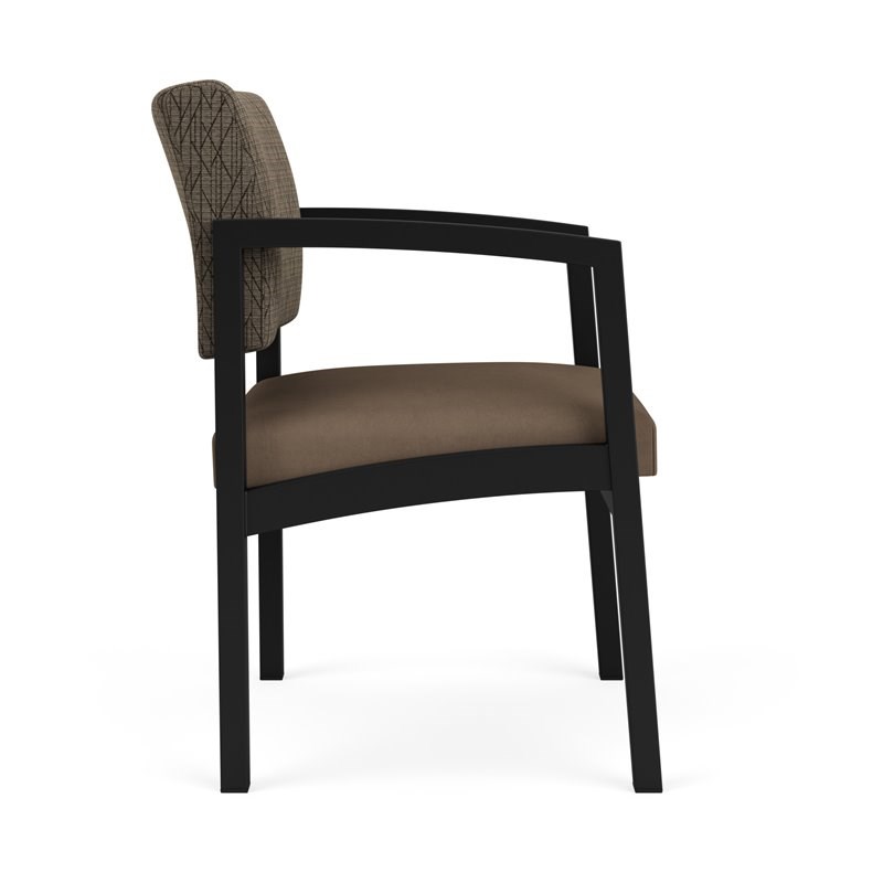 Lenox Steel Reception Waiting Guest Chair / Black Steel / Brown / Brown