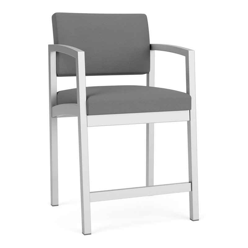 Lenox Steel Reception Waiting Room Hip Chair / Silver Steel / Light Gray