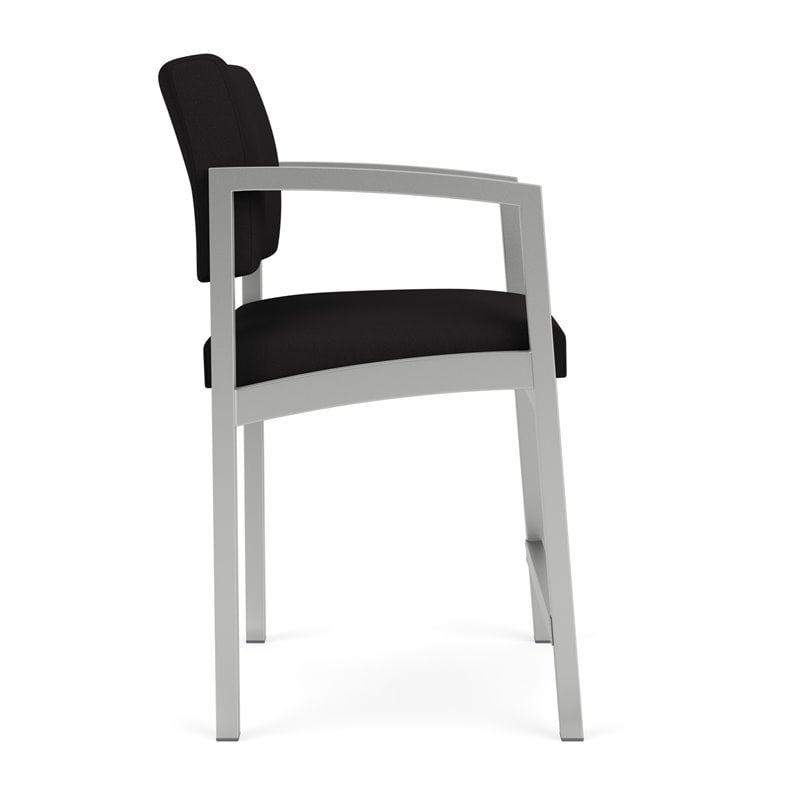Lenox Steel Reception Waiting Room Healthcare Hip Chair / Silver Steel / Black