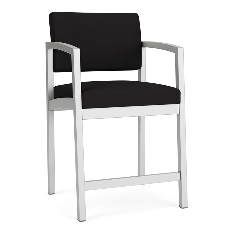 Lenox Steel Reception Waiting Room Healthcare Hip Chair / Silver Steel / Black