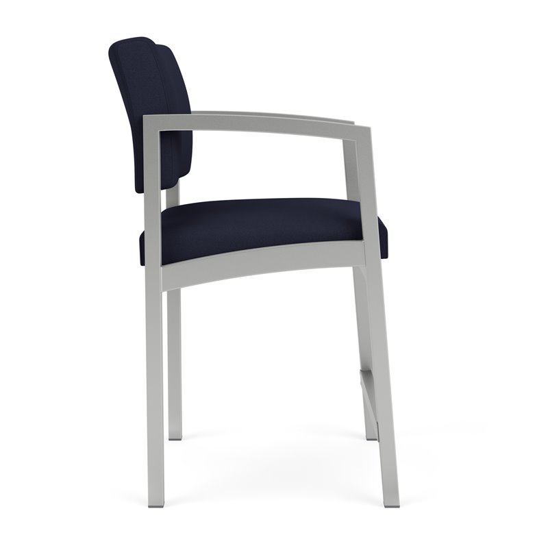 Lenox Steel Reception Waiting Room Hip Chair / Silver Steel / Navy Blue