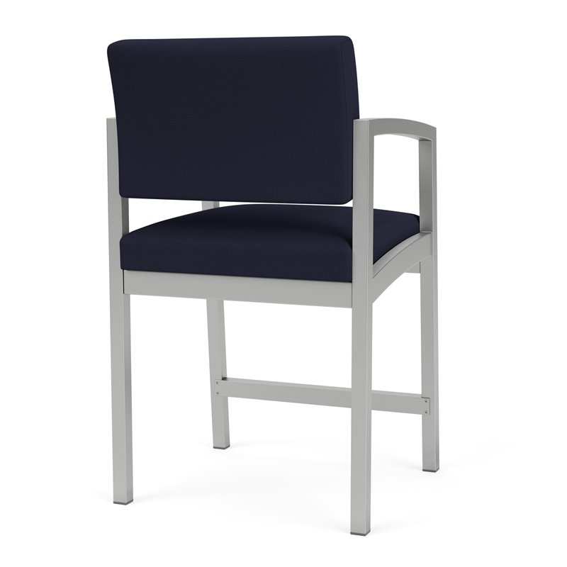 Lenox Steel Reception Waiting Room Hip Chair / Silver Steel / Navy Blue