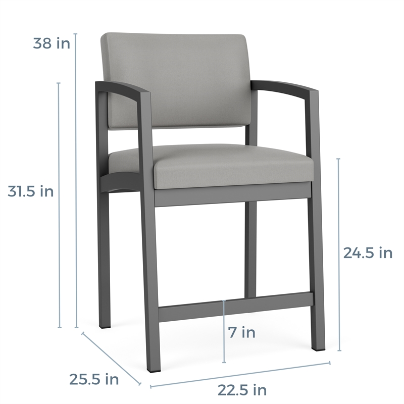 Lenox Steel Reception Waiting Room Hip Chair / Silver Steel / Navy Blue