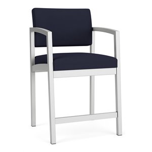 Lenox Steel Reception Waiting Room Hip Chair / Silver Steel / Navy Blue