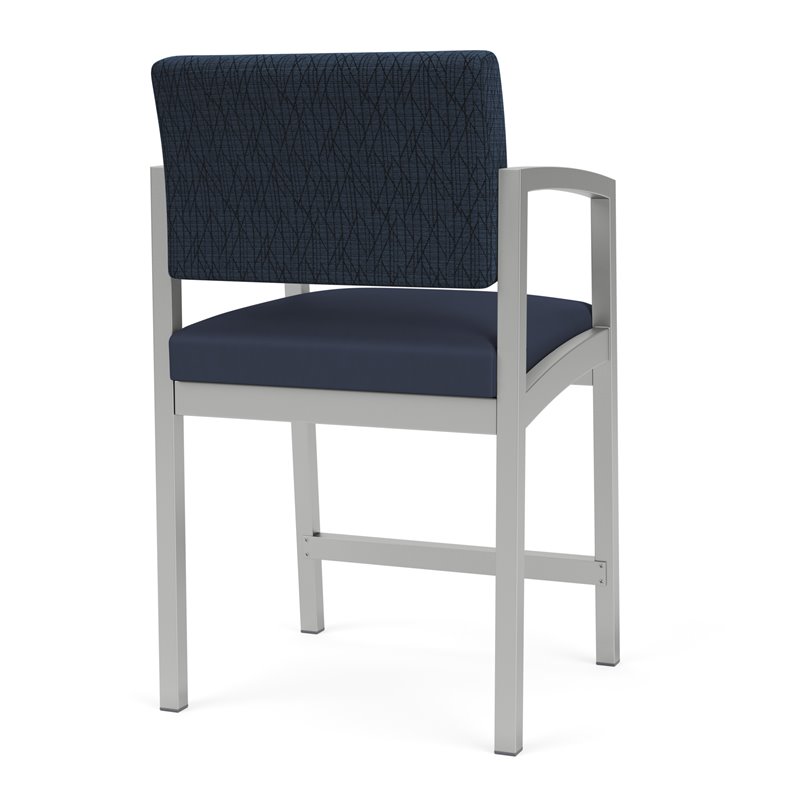Lenox Steel Reception Waiting Room Hip Chair / Silver Steel / Blue / Blue