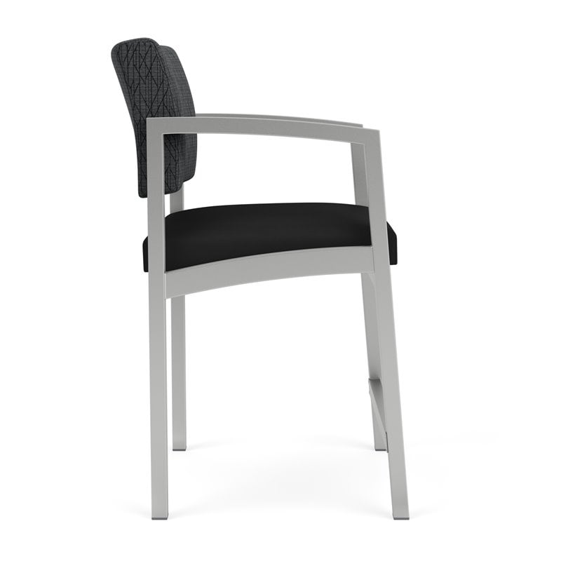 Lenox Steel Reception Waiting Hip Chair / Silver Steel / Dark Gray / Black