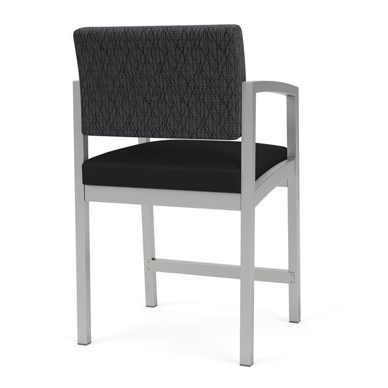 Lenox Steel Reception Waiting Hip Chair / Silver Steel / Dark Gray / Black