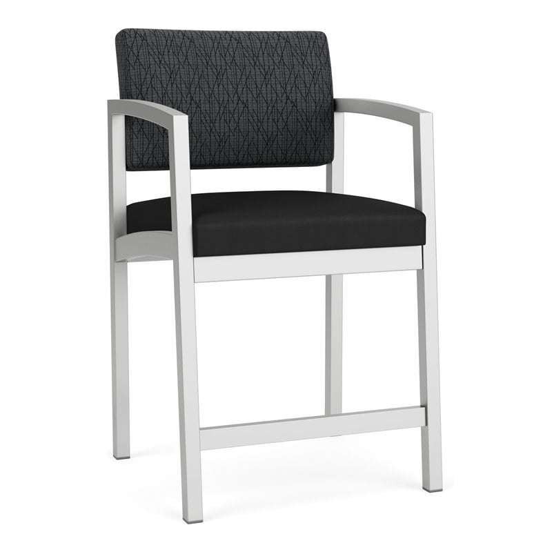 Lenox Steel Reception Waiting Hip Chair / Silver Steel / Dark Gray / Black