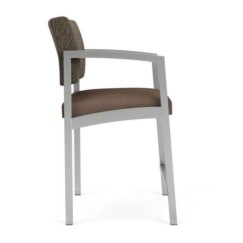 Lenox Steel Reception Waiting Hip Chair / Silver Steel / Brown / Brown