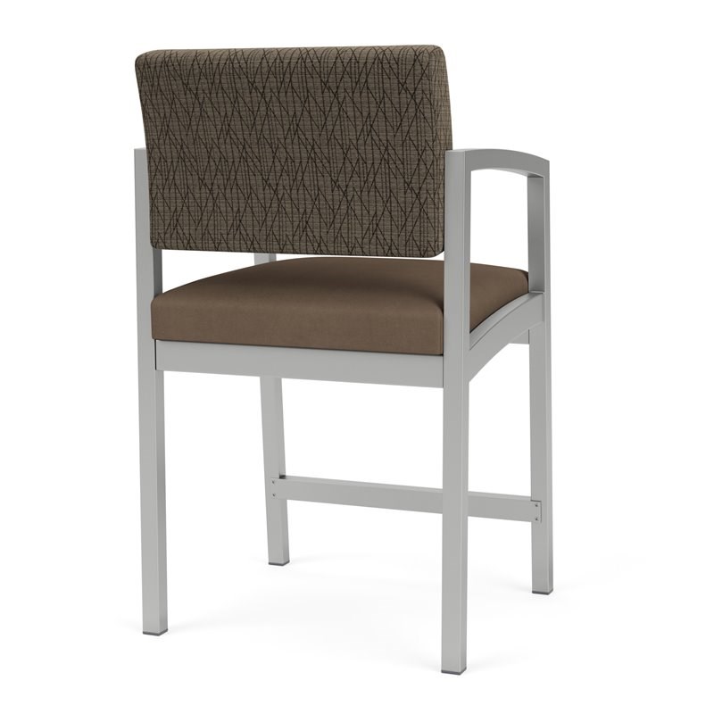 Lenox Steel Reception Waiting Hip Chair / Silver Steel / Brown / Brown