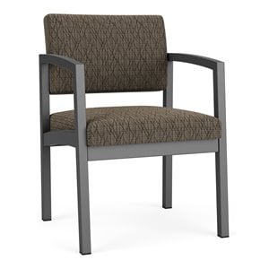 Lenox Steel Reception Waiting Room Guest Chair / Charcoal Steel / Brown