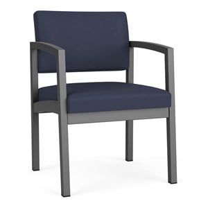 Lenox Steel Reception Waiting Room Guest Chair / Charcoal Steel / Blue
