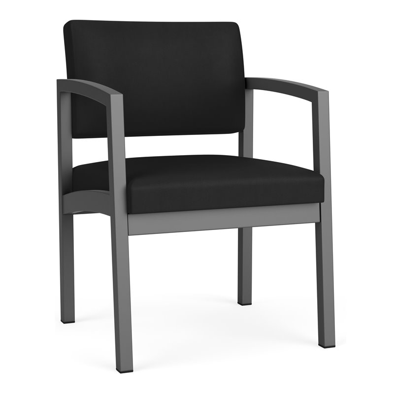 Lenox Steel Reception Waiting Room Guest Chair / Charcoal Steel / Black