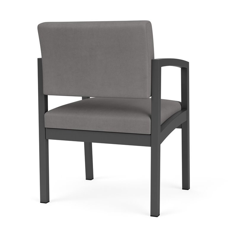 Lenox Steel Reception Waiting Guest Chair / Charcoal Steel / Light Gray