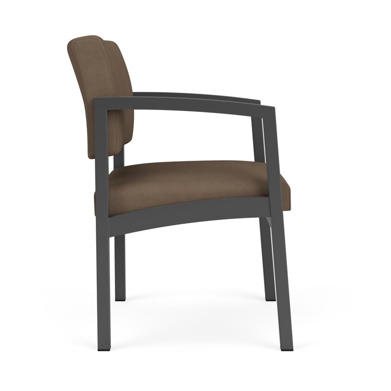 Lenox Steel Reception Waiting Room Guest Chair / Charcoal Steel / Brown