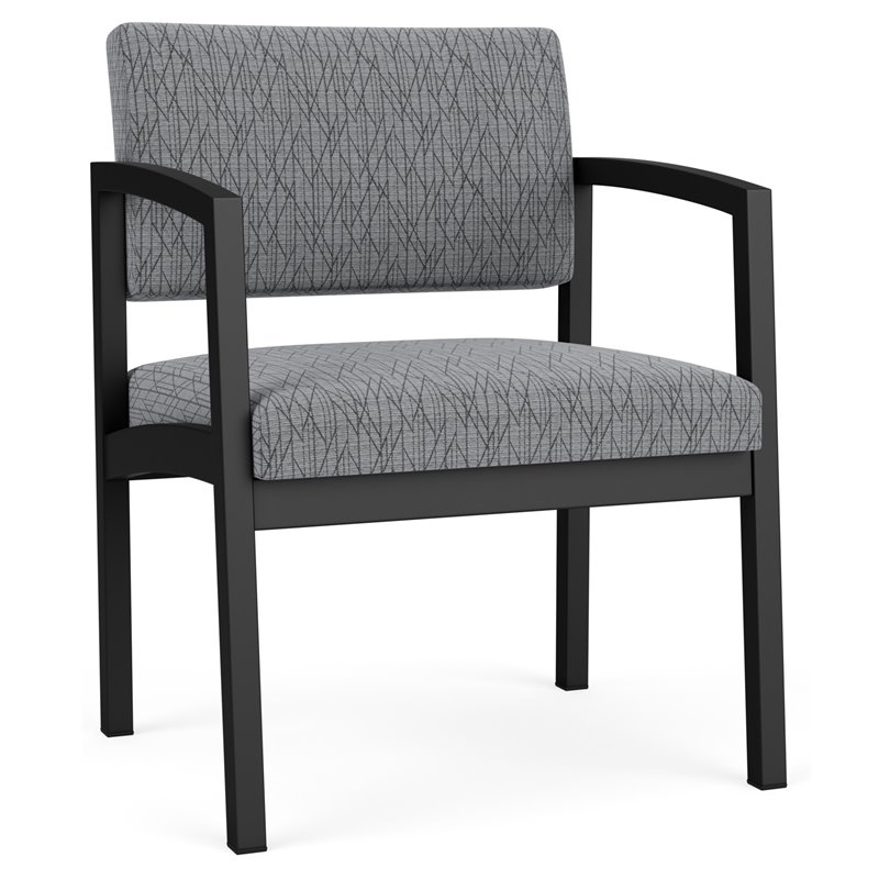 Lenox Steel Reception Waiting Oversize Guest Chair / Black Steel / Gray