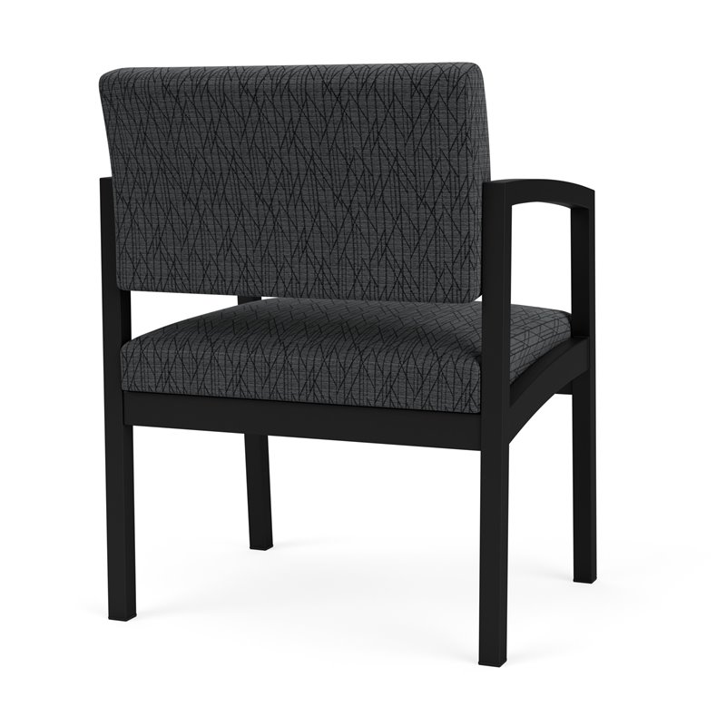 Lenox Steel Reception Waiting Oversize Guest Chair / Black Steel / Dark Gray