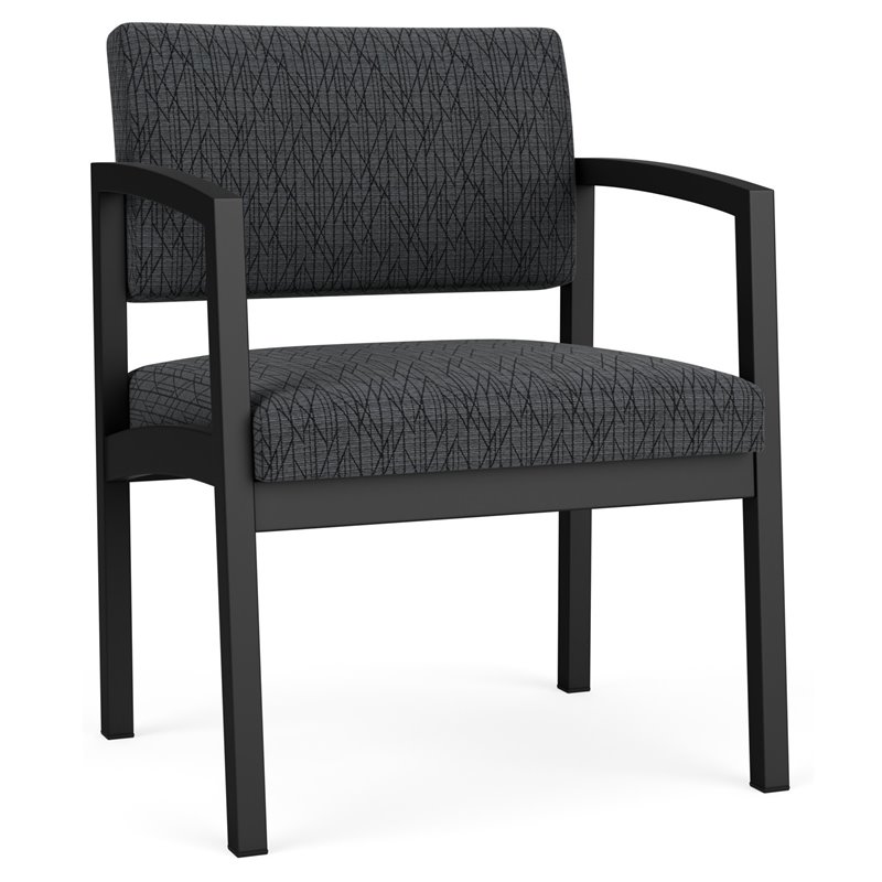 Lenox Steel Reception Waiting Oversize Guest Chair / Black Steel / Dark Gray