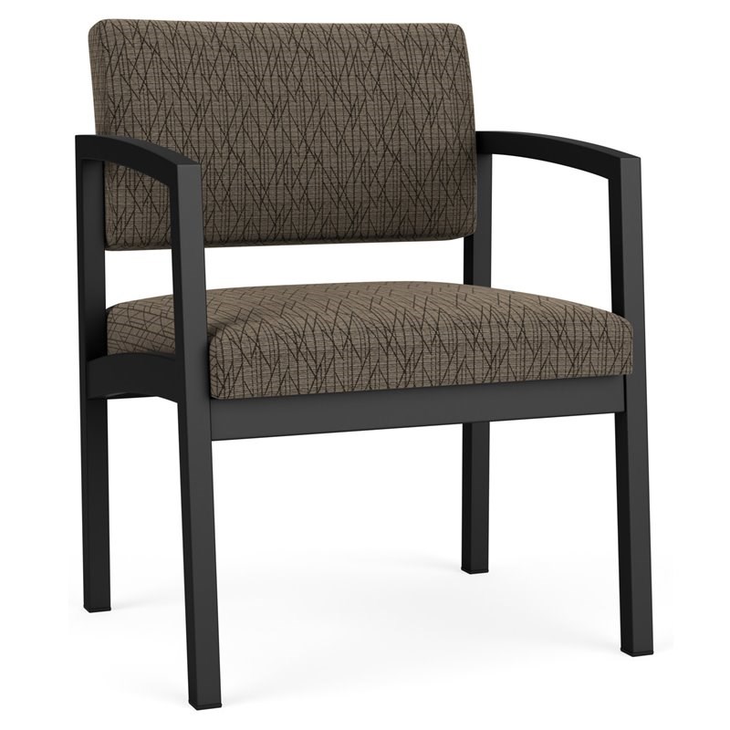 Lenox Steel Reception Waiting Oversize Guest Chair / Black Steel / Brown