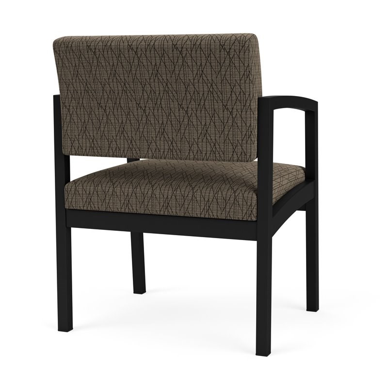 Lenox Steel Reception Waiting Oversize Guest Chair / Black Steel / Brown