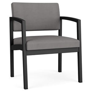 Lenox Steel Reception Waiting Oversize Guest Chair / Black Steel / Light Gray