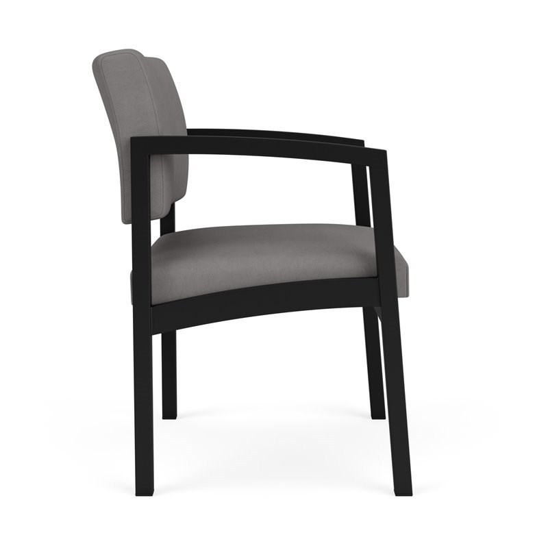Lenox Steel Reception Waiting Oversize Guest Chair / Black Steel / Light Gray