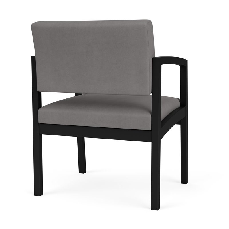 Lenox Steel Reception Waiting Oversize Guest Chair / Black Steel / Light Gray