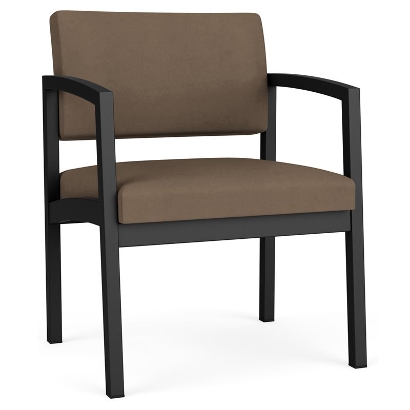 Lenox Steel Reception Waiting Oversize Guest Chair / Black Steel / Brown