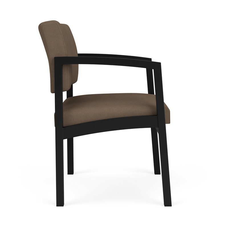 Lenox Steel Reception Waiting Oversize Guest Chair / Black Steel / Brown