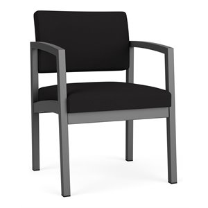 Lenox Steel Reception Waiting Room Guest Chair / Charcoal Steel / Black
